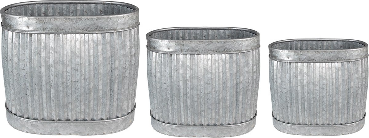 Clayre & Eef Planthouder 38x28x36 cm Grijs Metaal Rechthoek Bloempot