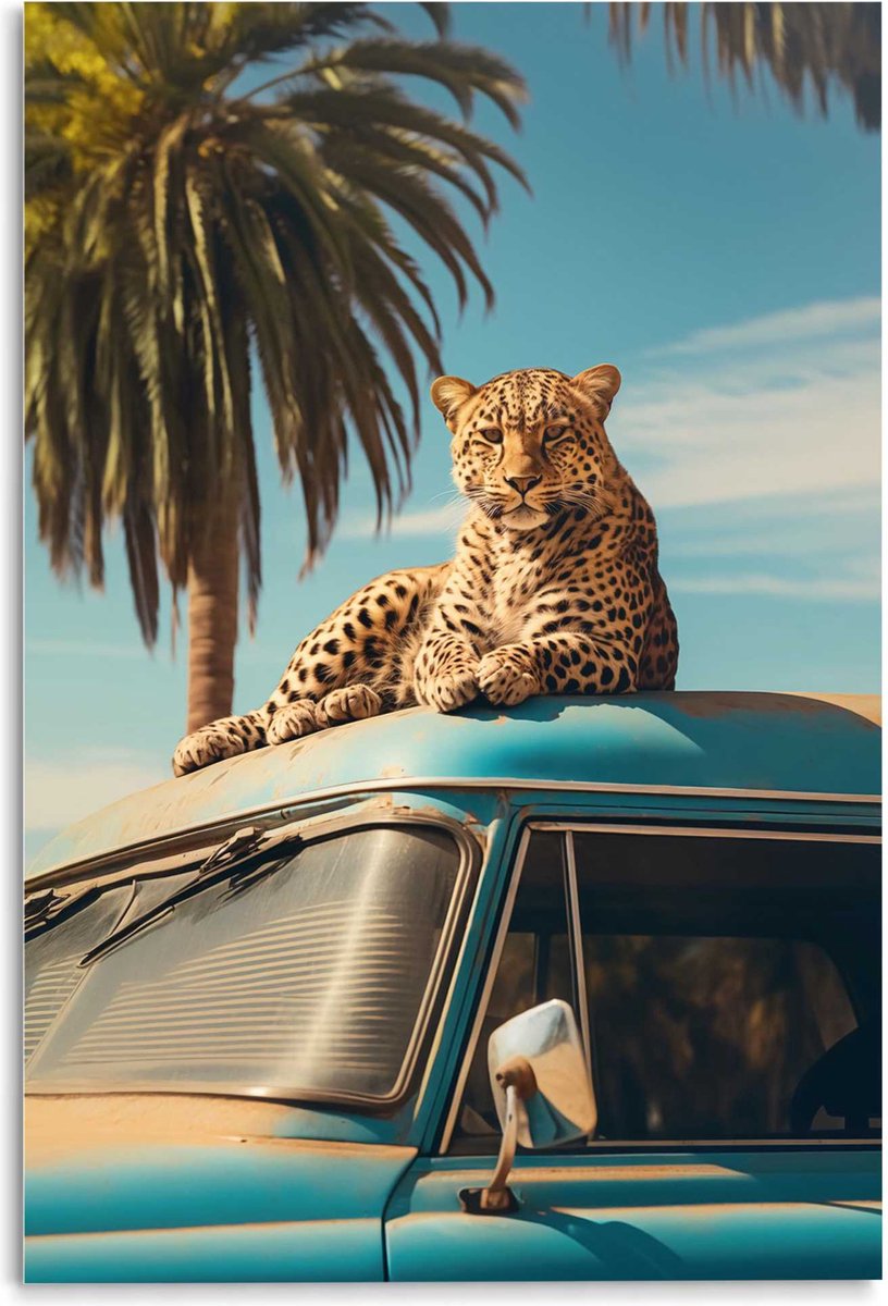 Reinders - Cheetah Rooftop - Glasschilderij 78x116cm