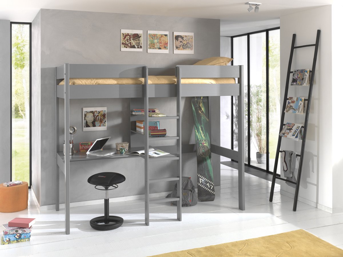 LUCEVI - Pino Hoogslaper + bureau 1400x200 cm - Grijs