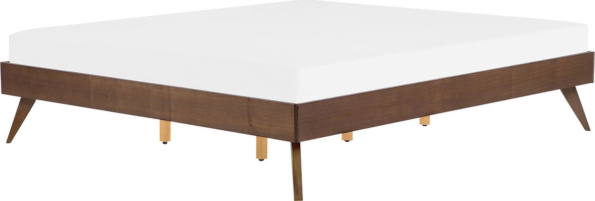 Beliani-BERRIC -Tweepersoonsbed-Donkere houtkleur-180 x 200 cm-MDF