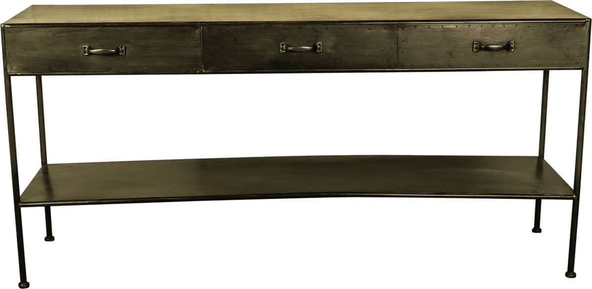 PTMD Simple Metal Gold sidetable open 3 drawers