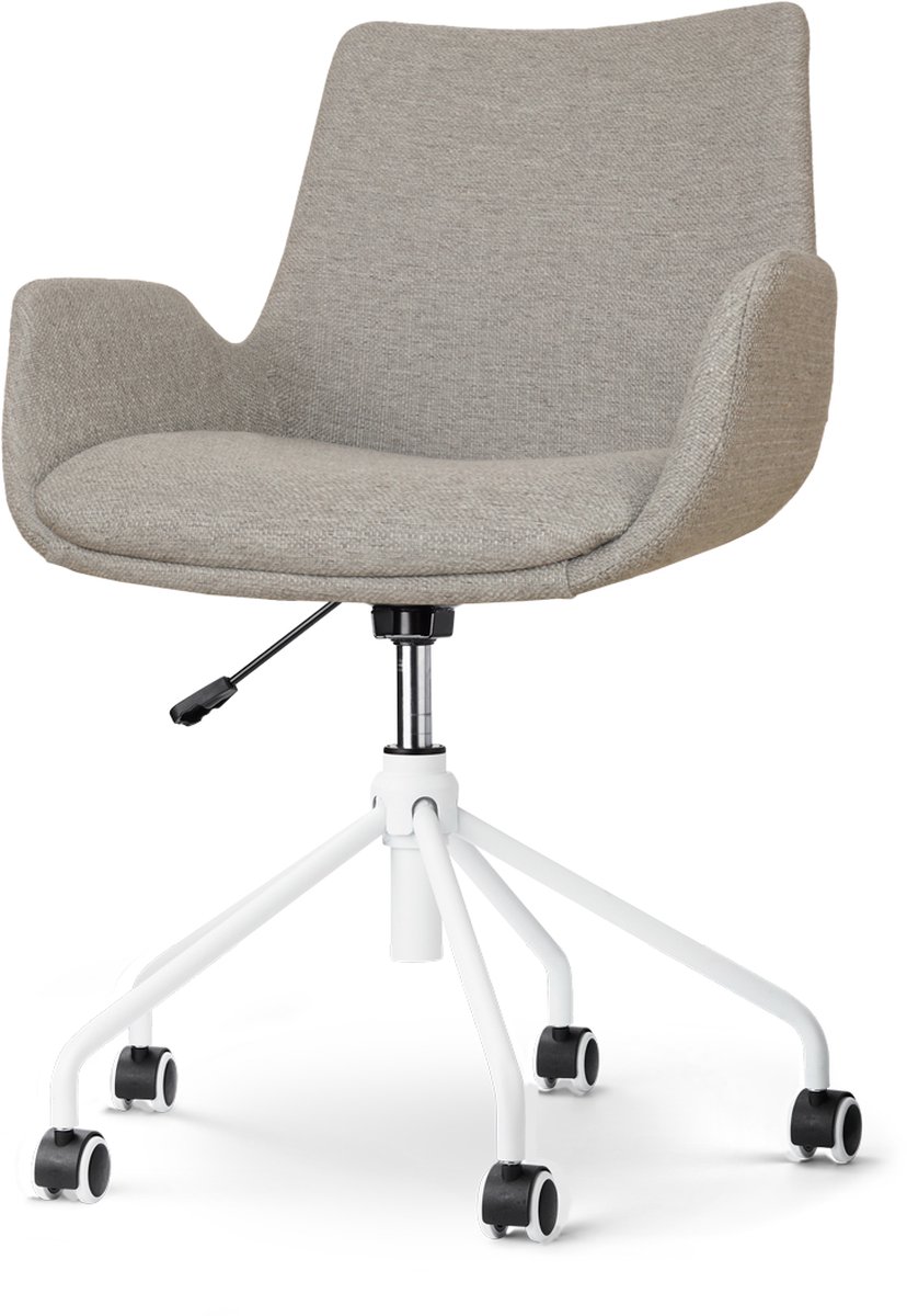 Nolon Nout-Eef Bureaustoel Warm Grijs - Armleuning - Wit Onderstel
