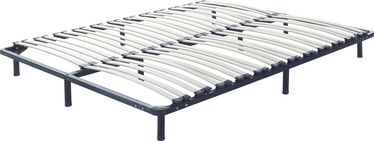 Beliani-BASIC -Vrijstaande lattenbodem-Zwart-160 x 200 cm-Staal