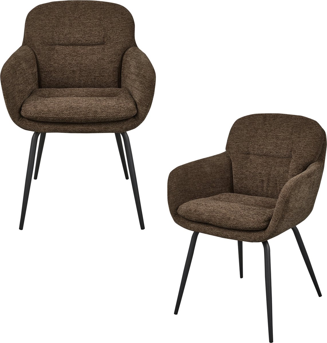 WOOOD Runa Eetkamerstoelen - Polyester - Warm Bruin - Set van 2
