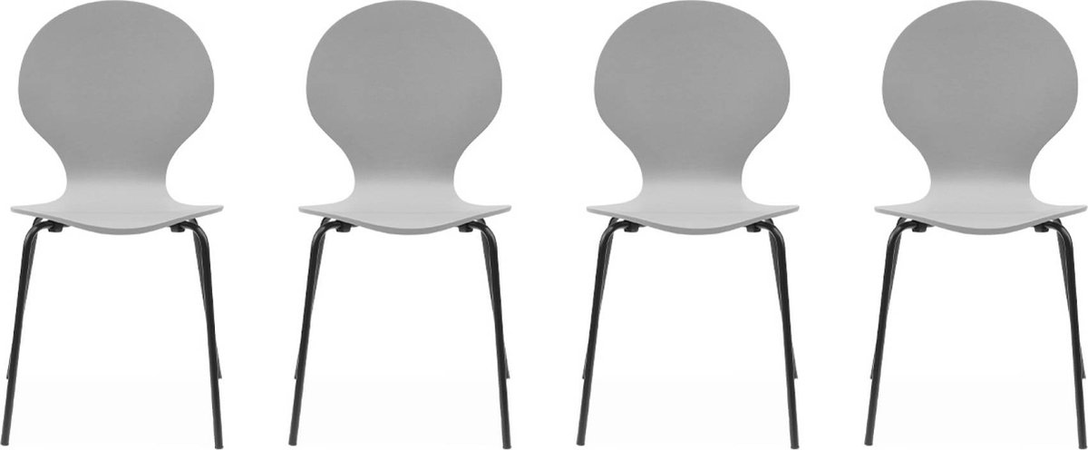 sweeek - Retro stapelstoel, hout en multiplex (set van 4)