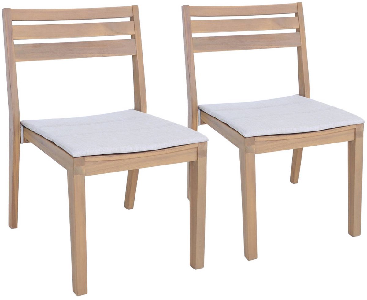 sweeek - Set van 2 acaciahouten tuinstoelen met kussen