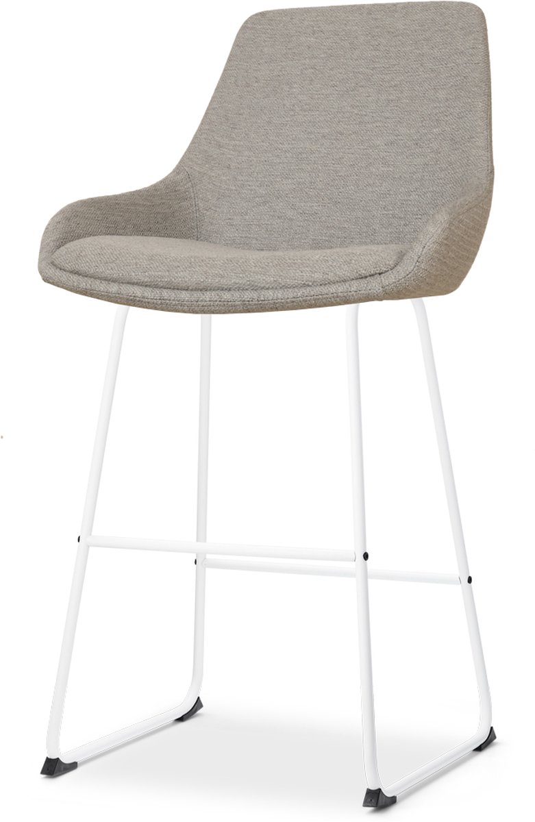 Nolon Nino-Isa Barkruk Warm Grijs - Stof - Wit Onderstel - 65 cm