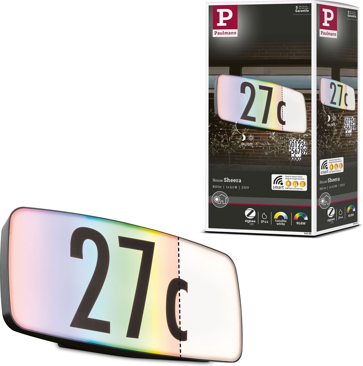 Paulmann Sheera IP44 RGBW 94508 Buitenlamp (wand) LED 6.5 W Antraciet