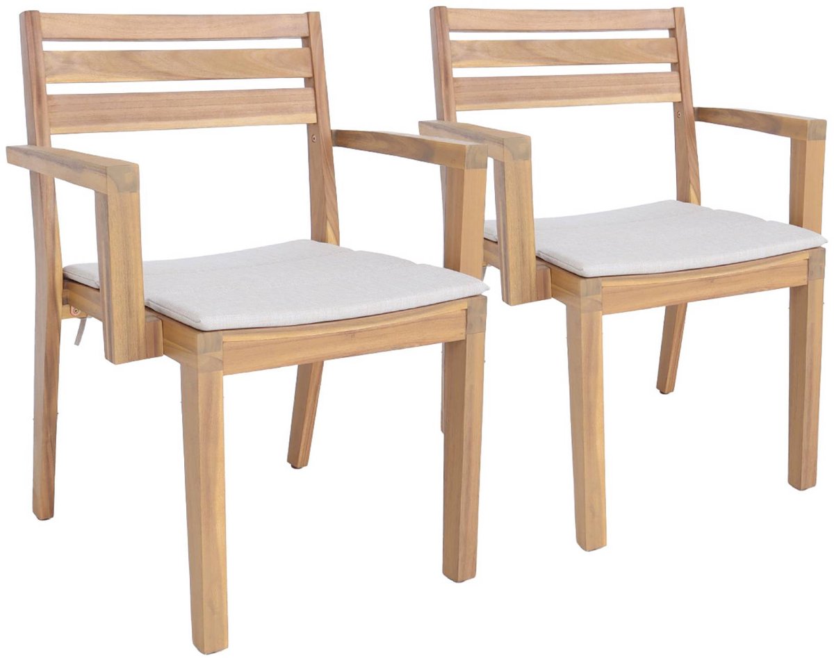 sweeek - Set van 2 acaciahouten tuin fauteuils met kussen