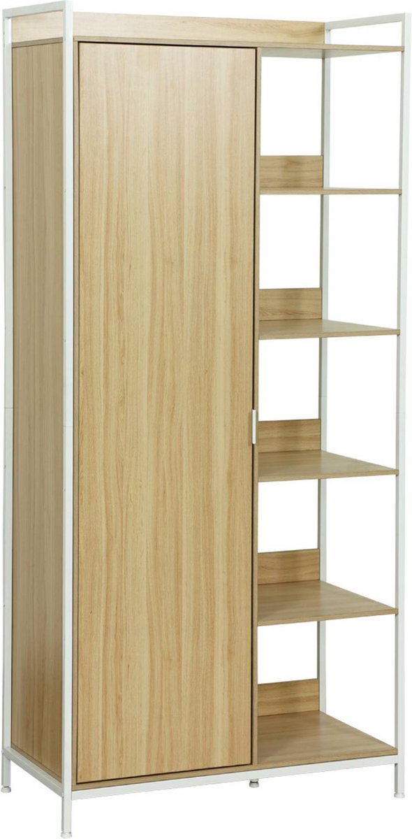 sweeek - Kledingkast met 1 hangdeel, 6 legplanken en 1 deur