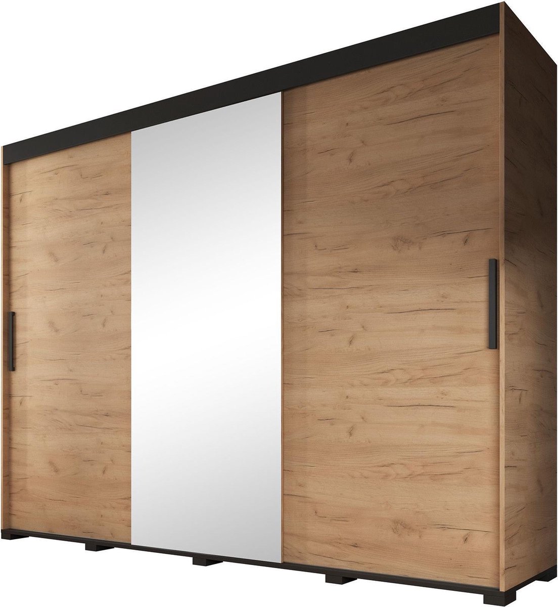 Meubella Kledingkast Brazil - Eiken - 250 cm - Met spiegel