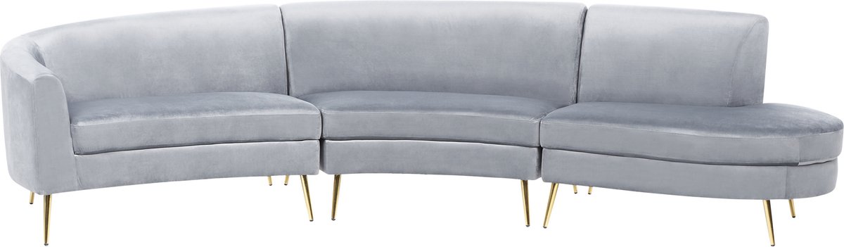 Beliani - MOSS - 4-zitsbank - Lichtgrijs - Fluweel