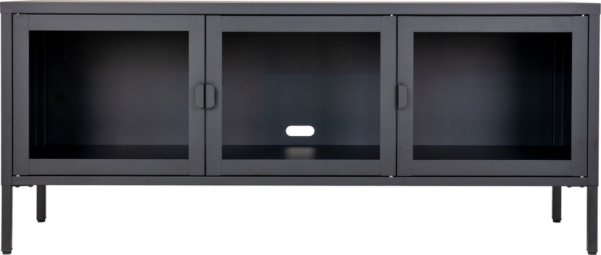 House Nordic Brisbane Zwart | Glas TV-Meubel W130 cm
