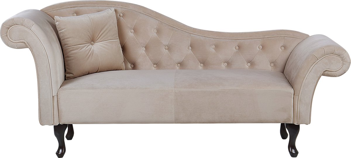 Beliani - LATTES - Chaise longue - Beige - Linkerzijde - Fluweel