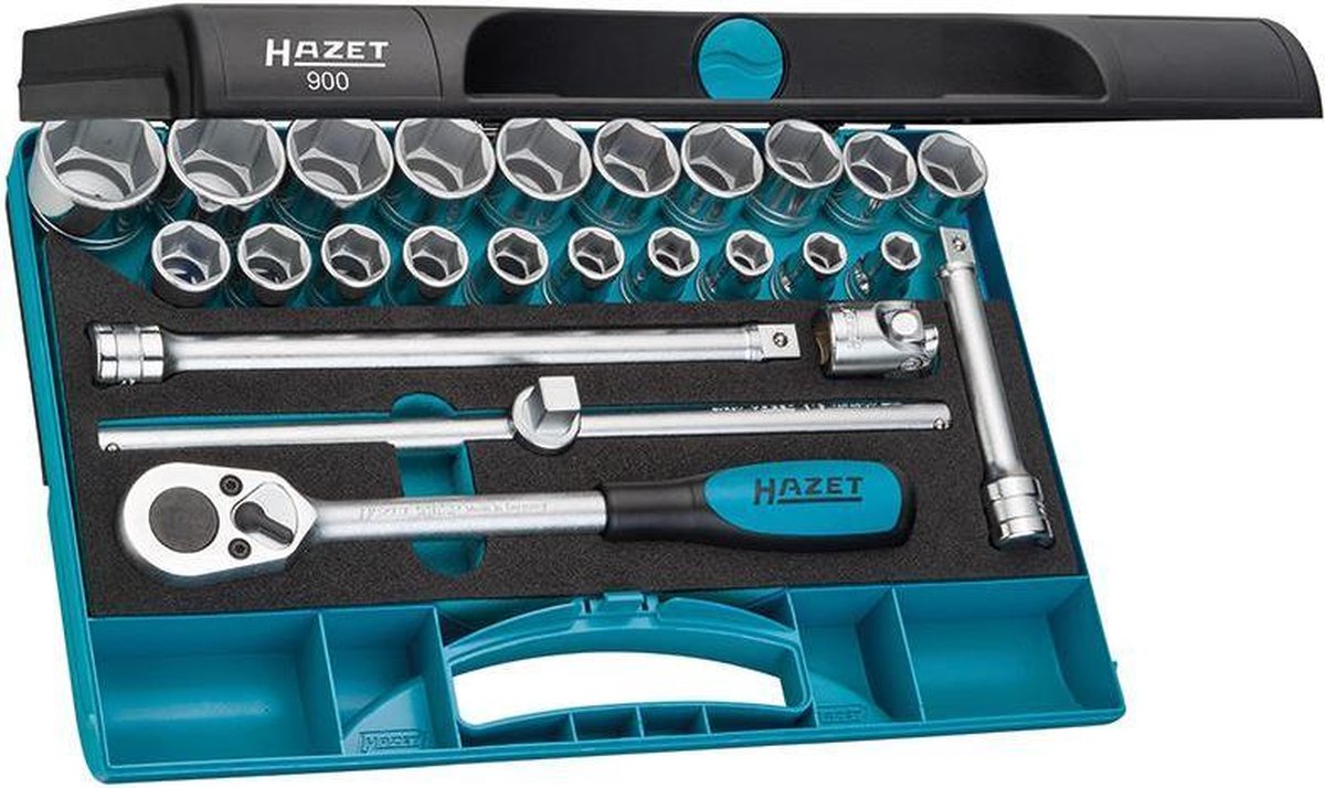 HAZET Dopsleutelset 900 - 1/2 inch (12,5 mm) vierkant hol - Buiten-zeskant-tractieprofiel - 25-delig - 10 - 32