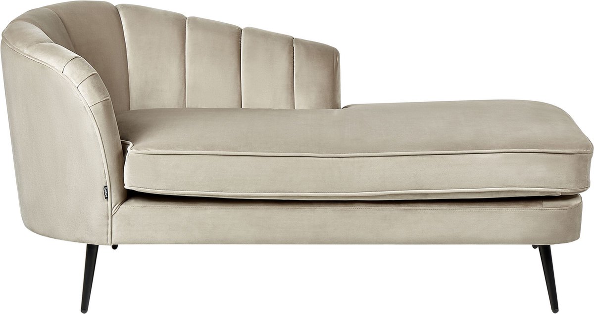 Beliani - ALLIER - Chaise longue - Beige - Linkerzijde - Fluweel