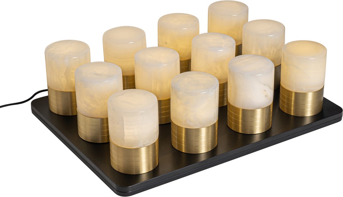 QAZQA Set van 12 tafellampen goud RGBW oplaadbaar incl. laadstation -