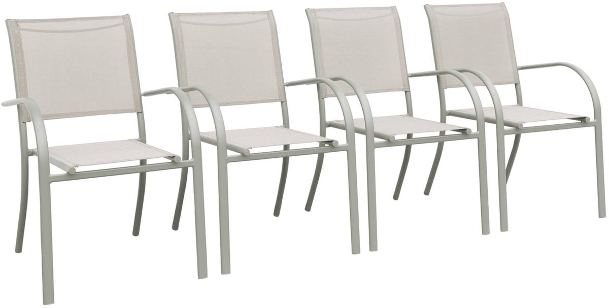 sweeek - Stapelbare tuinstoelen van aluminium en textileen (set van 4)
