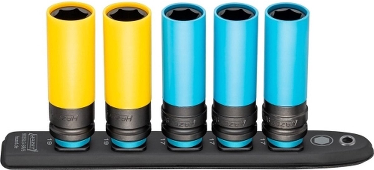 HAZET SmartRail · Flexibele kunststof opsteekstrip 903SLG-SR/5 · 1/2 inch (12,5 mm) vierkant hol · Buiten-zeskant-tractieprofiel · 5-delig · 17 · 19