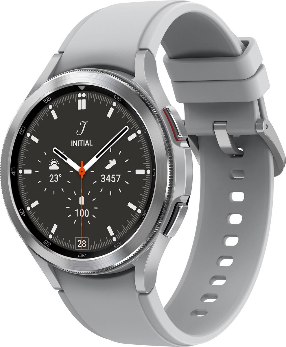 Samsung Galaxy Watch4 Classic LTE Smartwatch 46 mm Uni Zilver/wit