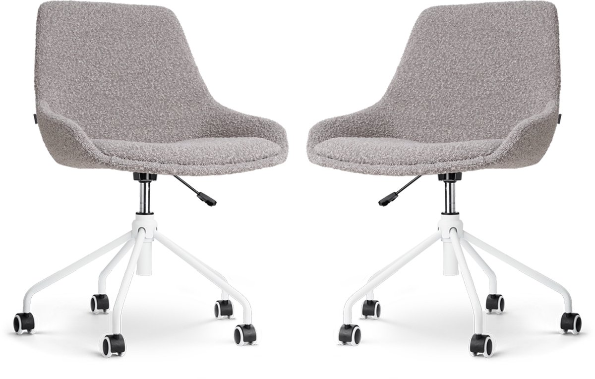 Nolon Nout-Isa Bureaustoelen Set van 2 - Bouclé Taupe - Wit