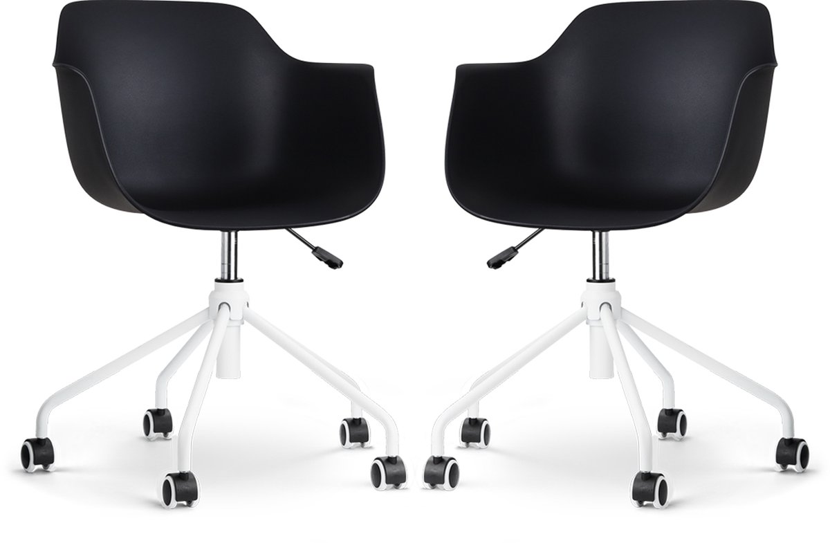 Nolon Nout-Puk Bureaustoelen Set van 2 - Zwart - Wit Onderstel