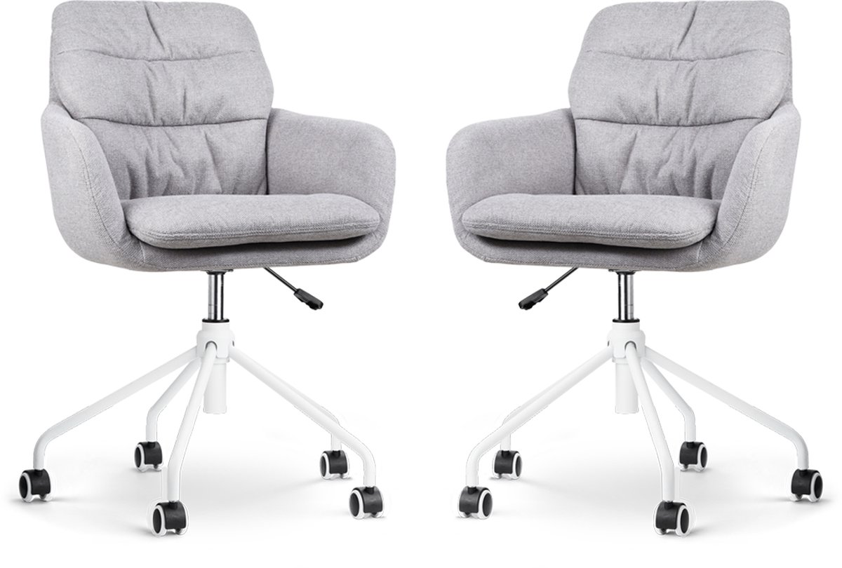 Nolon Nout-Mia Bureaustoelen Set van 2 - Grijs - Wit Onderstel