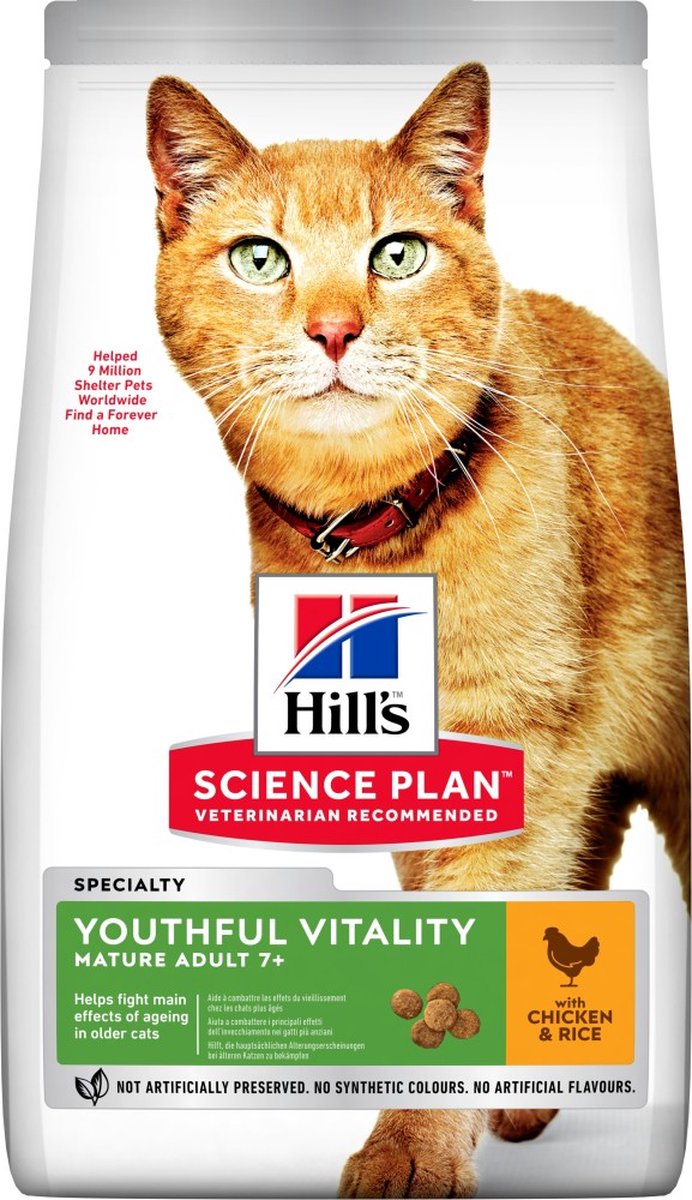 Hill's Mature Adult Senior Vitality met kip & rijst kattenvoer 2 x 7 kg