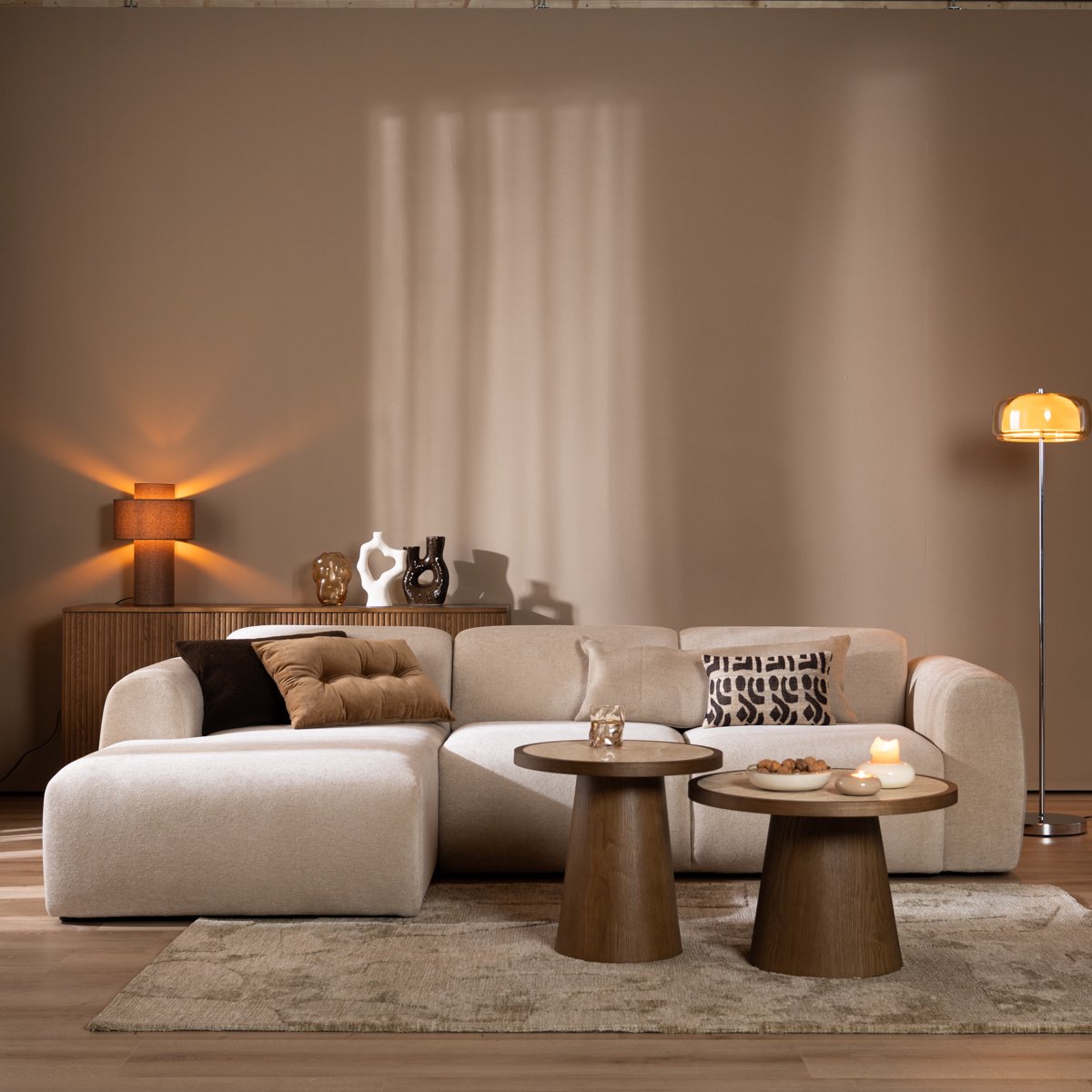 Bronx71 Hoekbank Maine chenille stof beige links