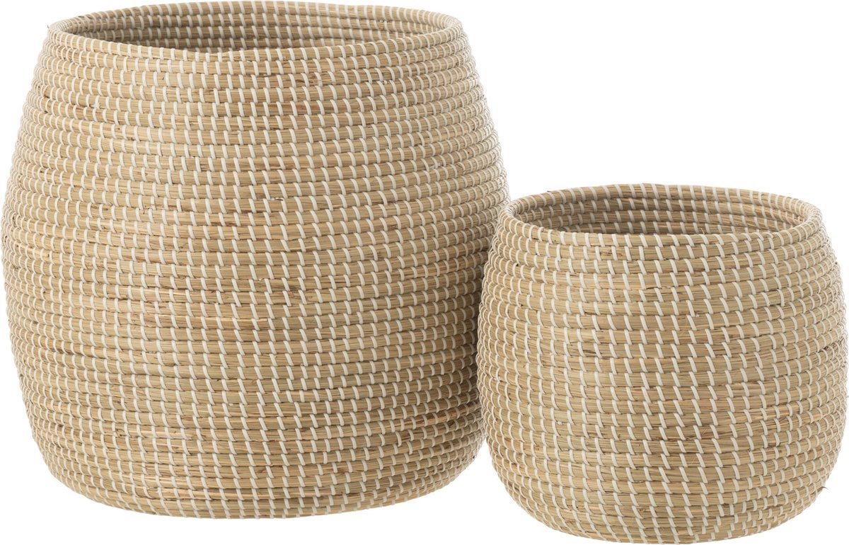 J-Line Set Van 2 Mand Zeegras|Plastic Naturel|Wit