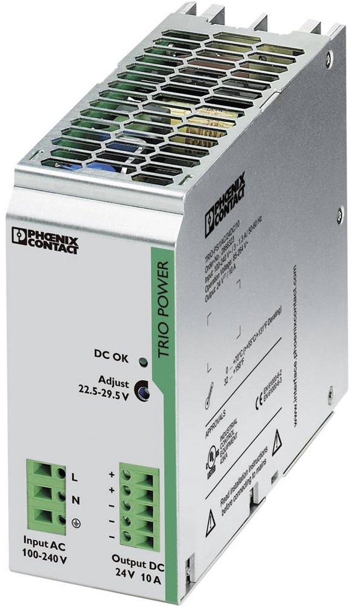 Phoenix Contact TRIO-PS/1AC/24DC/10 DIN-rail netvoeding 24 V/DC 10 A 240 W Aantal uitgangen: 1 x Inhoud: 1 stuk(s)