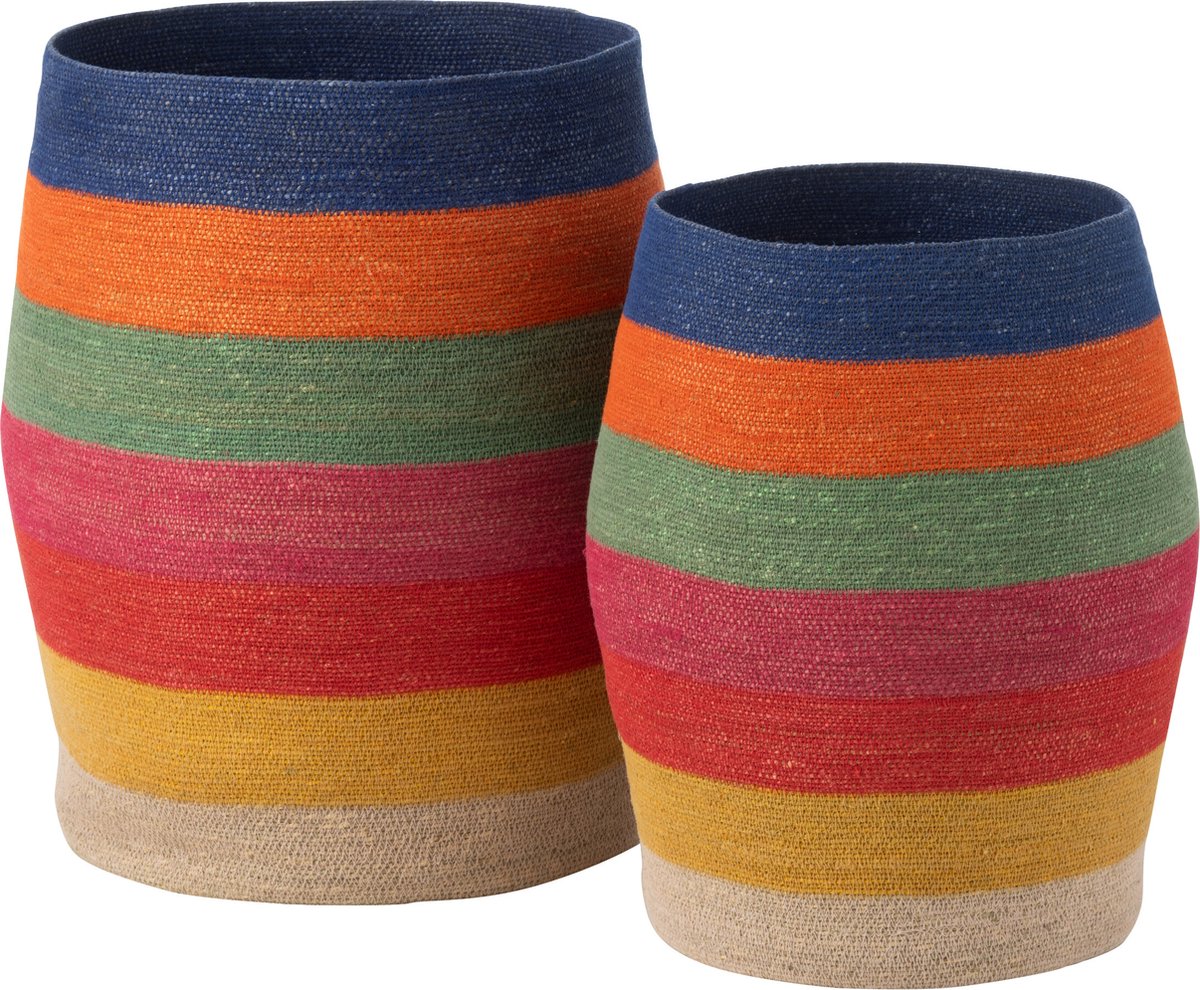 J-Line Set Van 2 Mand Regenboog Strepen Zeegras Mix