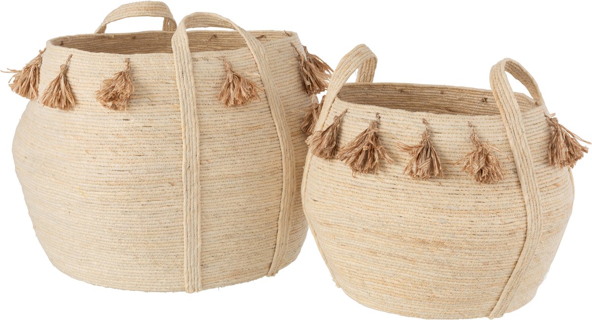 J-Line set van 2 manden Bol - naturel - lichtbruin