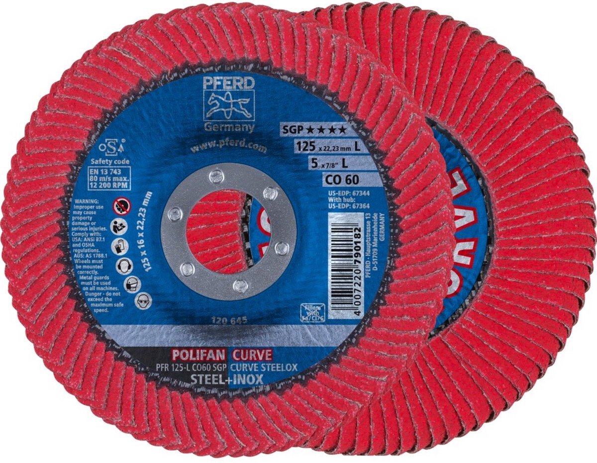 PFERD 67689066 Co Sgp Curve Steelox Lamellenschijf Diameter 125 mm Boordiameter 22.23 mm 10 stuk(s)