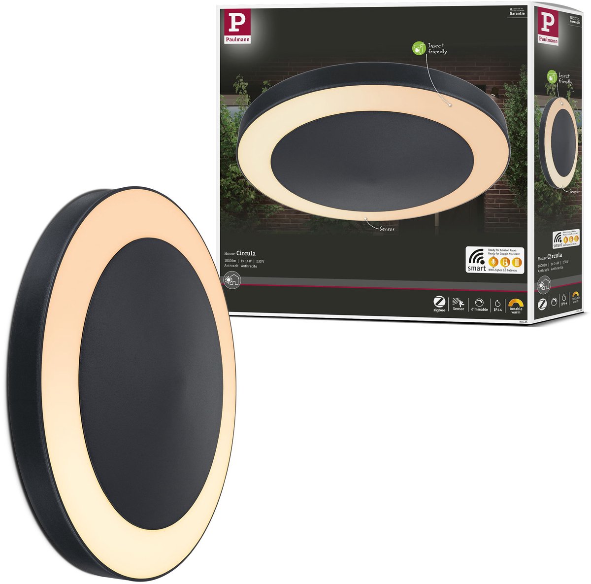 Paulmann Circula 94525 LED-buitenlamp (plafond) 14 W Antraciet