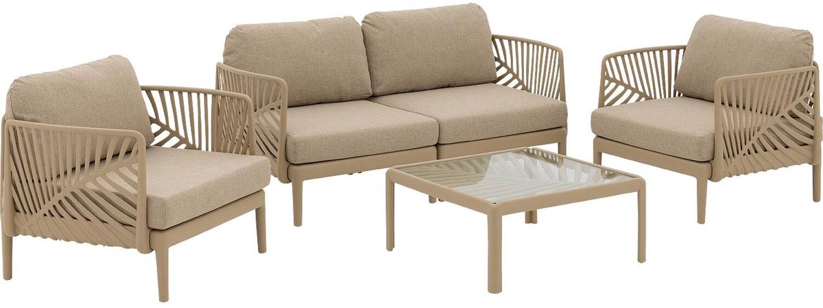 Goossens Loungeset Fazal, Bank met 2 fauteuils
