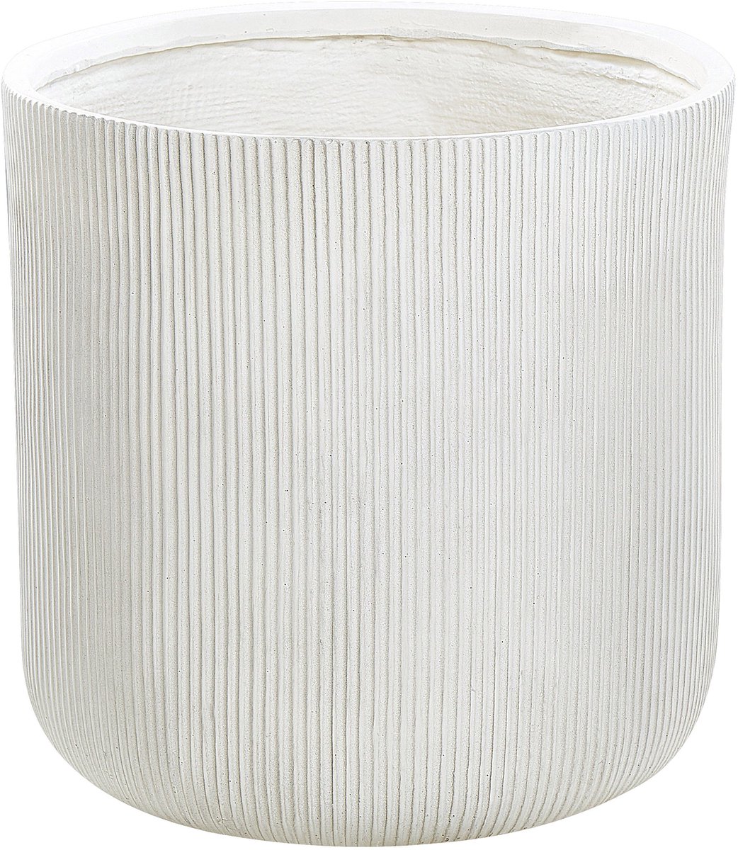 Beliani - OREOI - Bloempot - Wit - 55 x 55 x 55 cm - Kleivezel