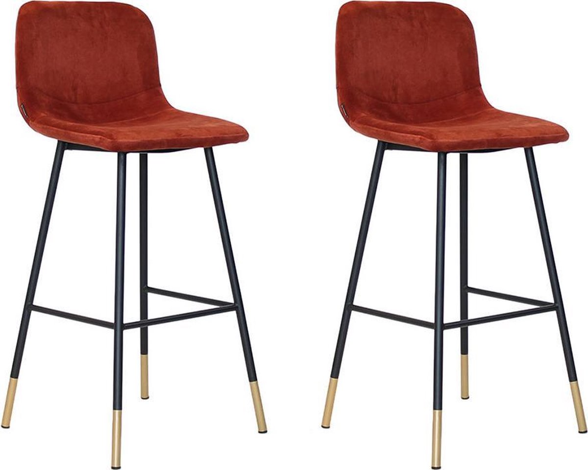 Bronx71 Velvet barkruk Mikky koper 68 - 79 cm - Barkrukken set van 2