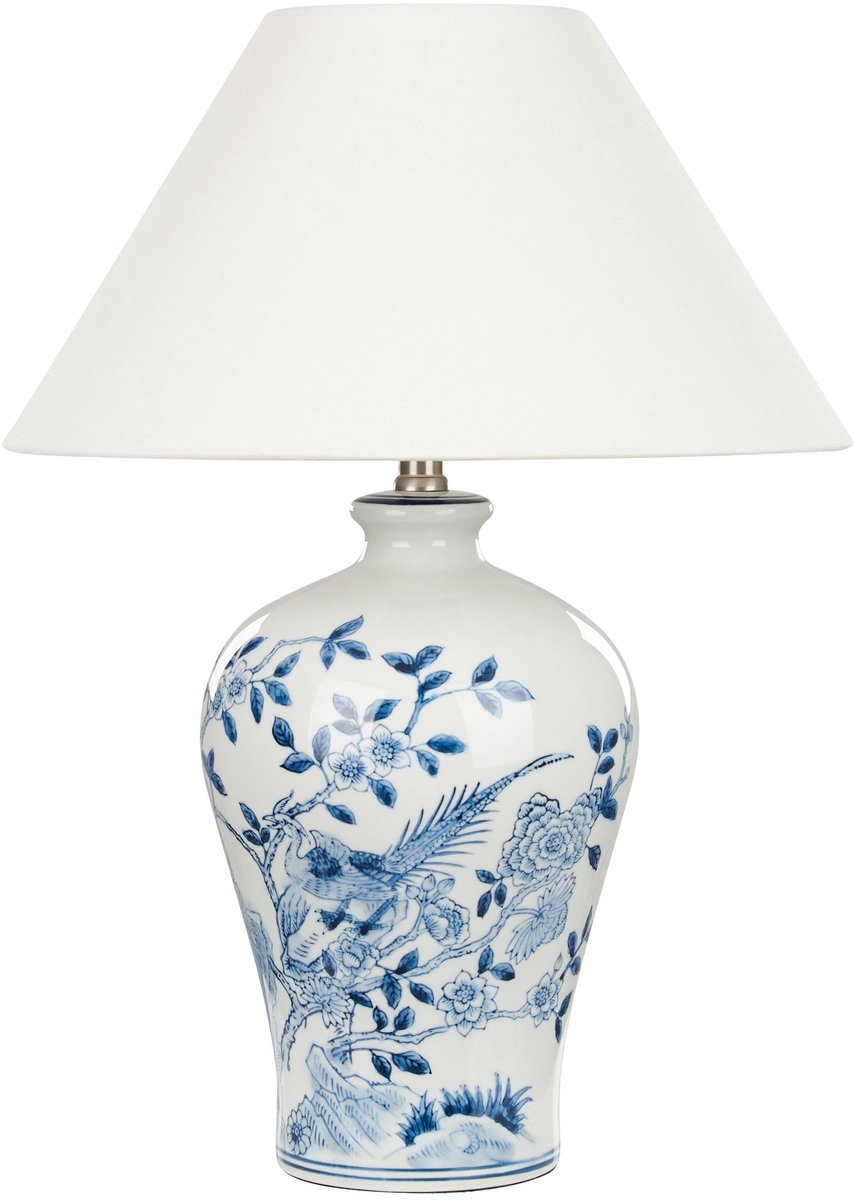 Beliani - MAGROS - Tafellamp - Wit|Blauw - Porselein