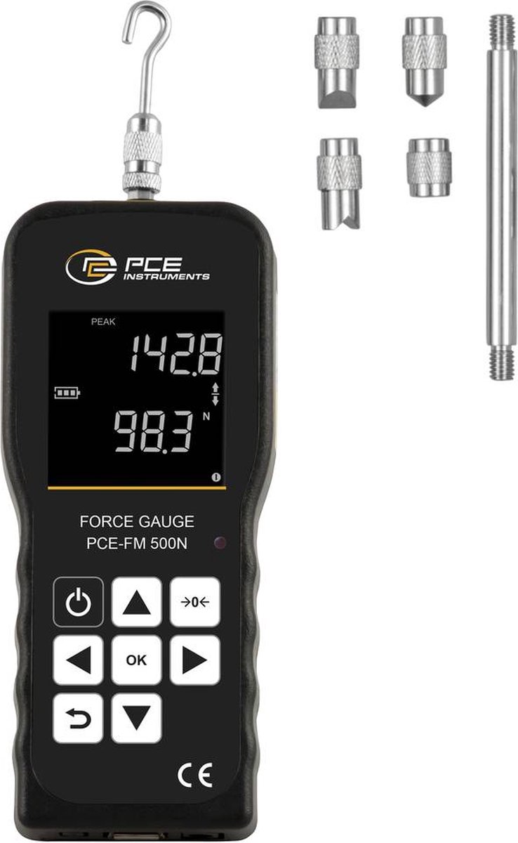 PCE Instruments Krachtmeter 5 - 500 N Fabrieksstandaard (zonder certificaat)