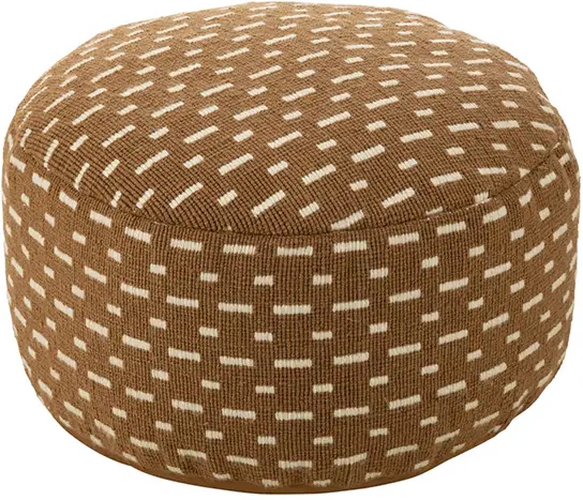 J-Line poef Rond Lijnen Outdoor - polyester - bruin|wit
