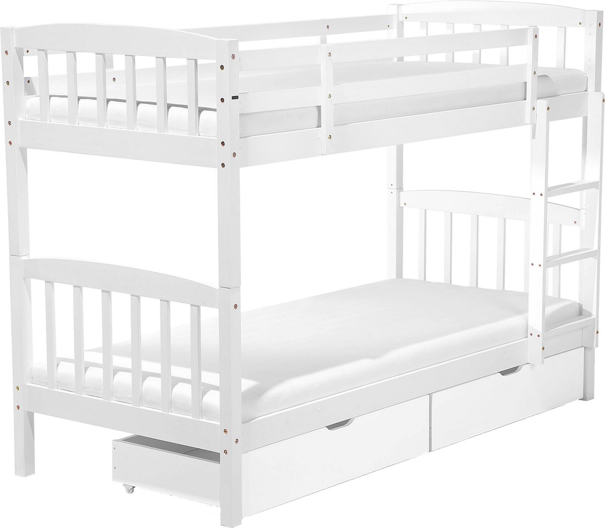 Beliani-REVIN -Stapelbed met opbergruimte-Wit-90 x 200 cm-Dennenhout