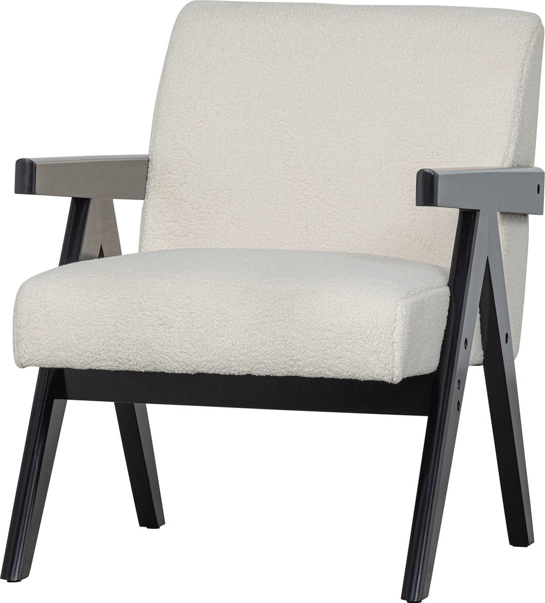 WOOOD Fauteuil Lowie - Polyester - Naturel|Zwart - 79x60x79