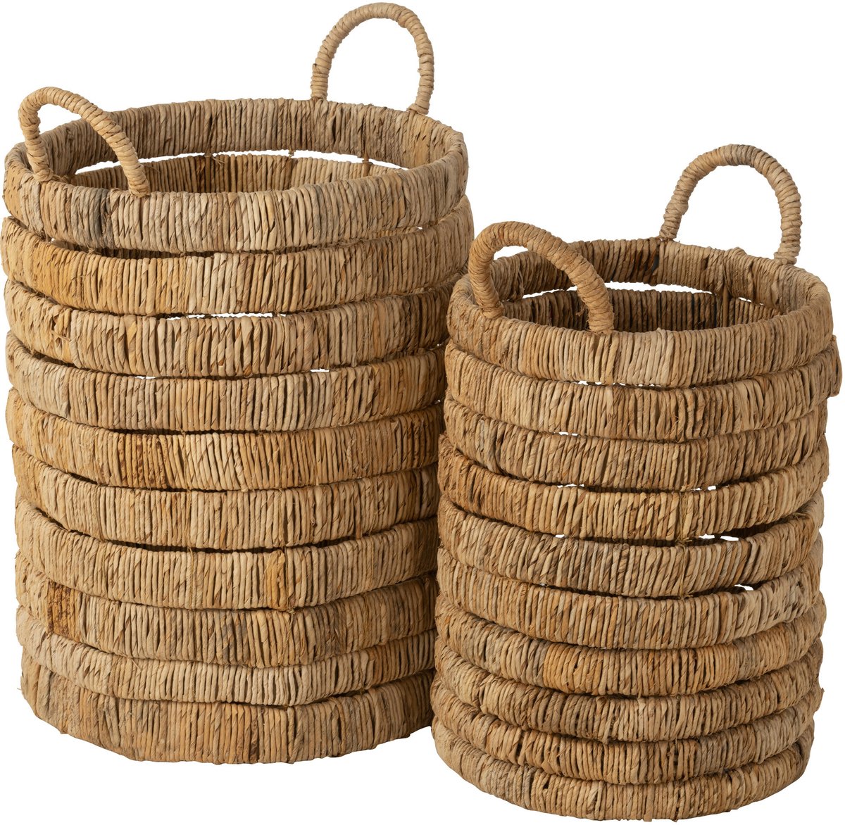 J-Line mand Cilinders - waterhyacint - naturel - 2 stuks