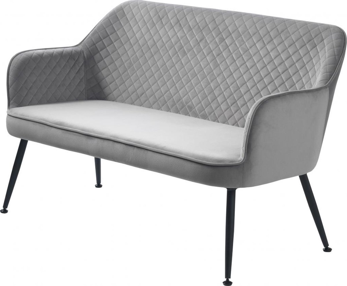 Nordic Home Viggo eetkamerbank - 129 cm - velvet - grijs