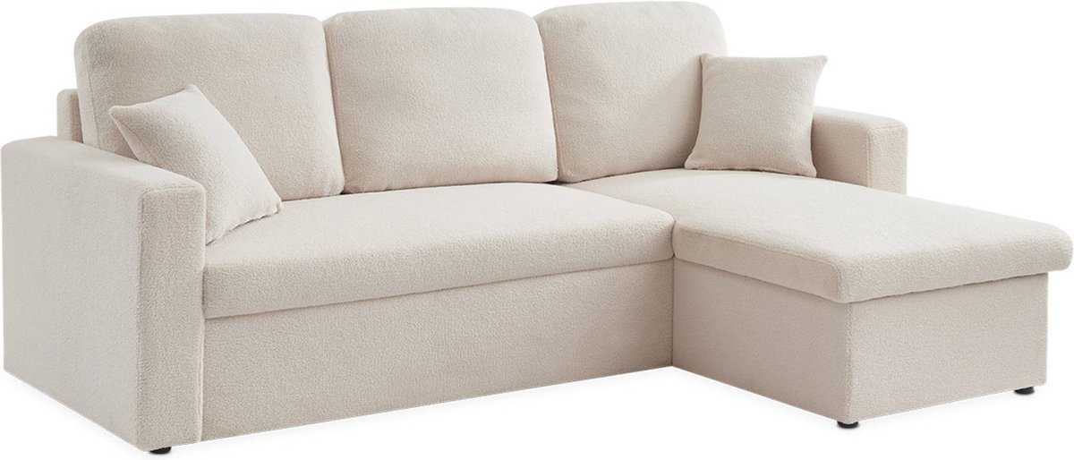 sweeek - Driezits slaapbank van boucléstof