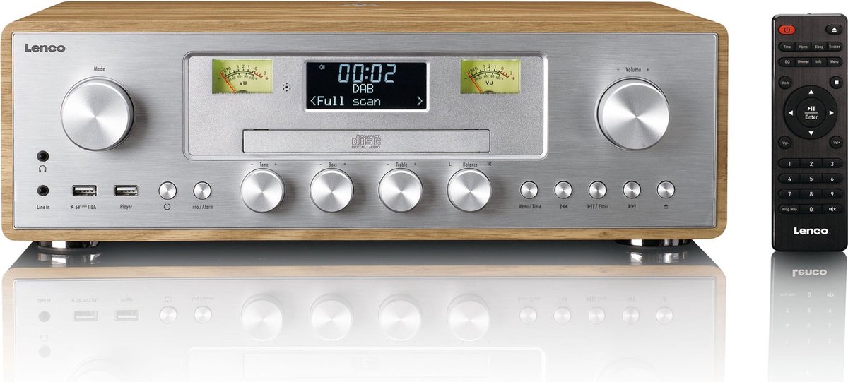 LENCO DAR-281WDSI - DAB+/FM radio met CD-speler, USB, Bluetooth® en draadloos oplaadpunt - Hout/Zilver