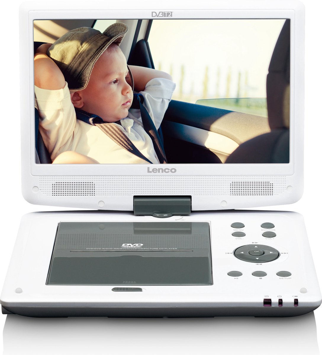 LENCO DVP-1063WH - 10" Portable DVD-speler met HD DVB T2 ontvanger - Wit