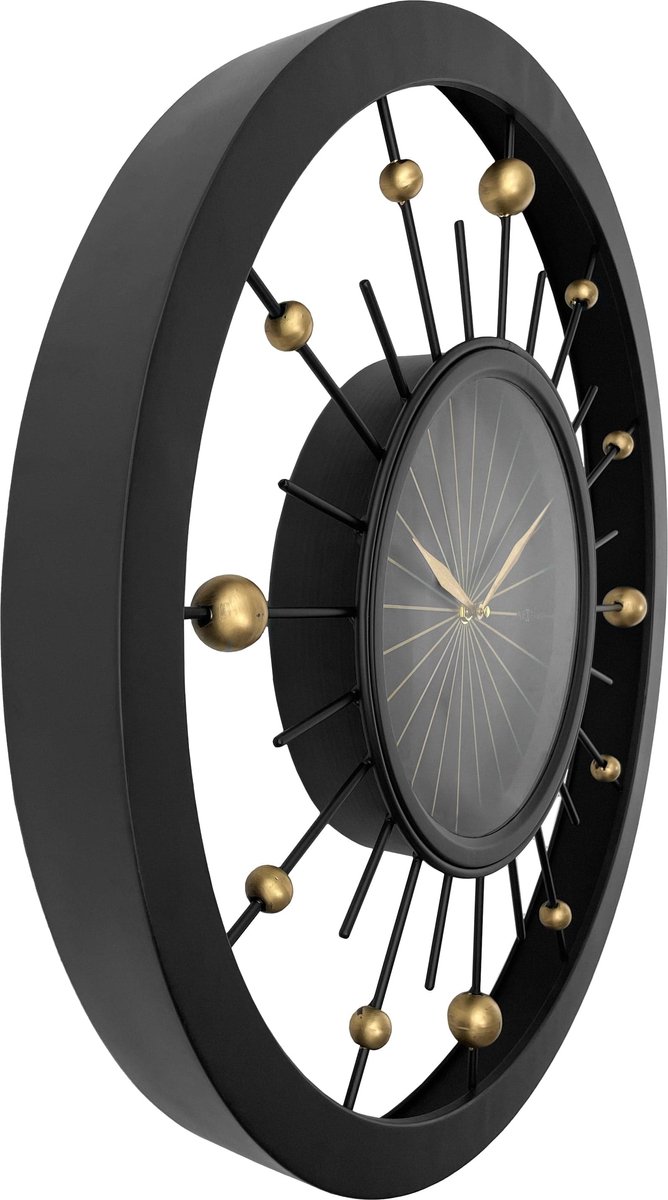 NeXtime - Wandklok 60 cm - Stille - Zwart - Metaal - NeXtime 'Orbit'
