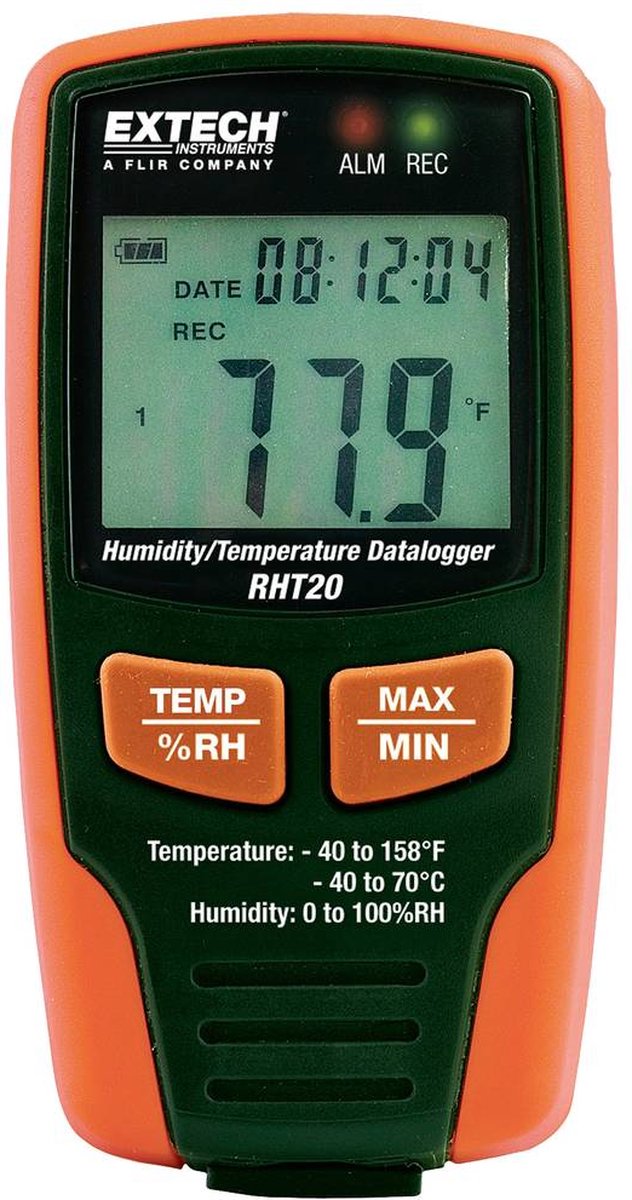 Extech RHT20 Datalogger voor luchtvochtigheid en temperatuur 0 % Hrel 100 % Hrel Datalogger functie